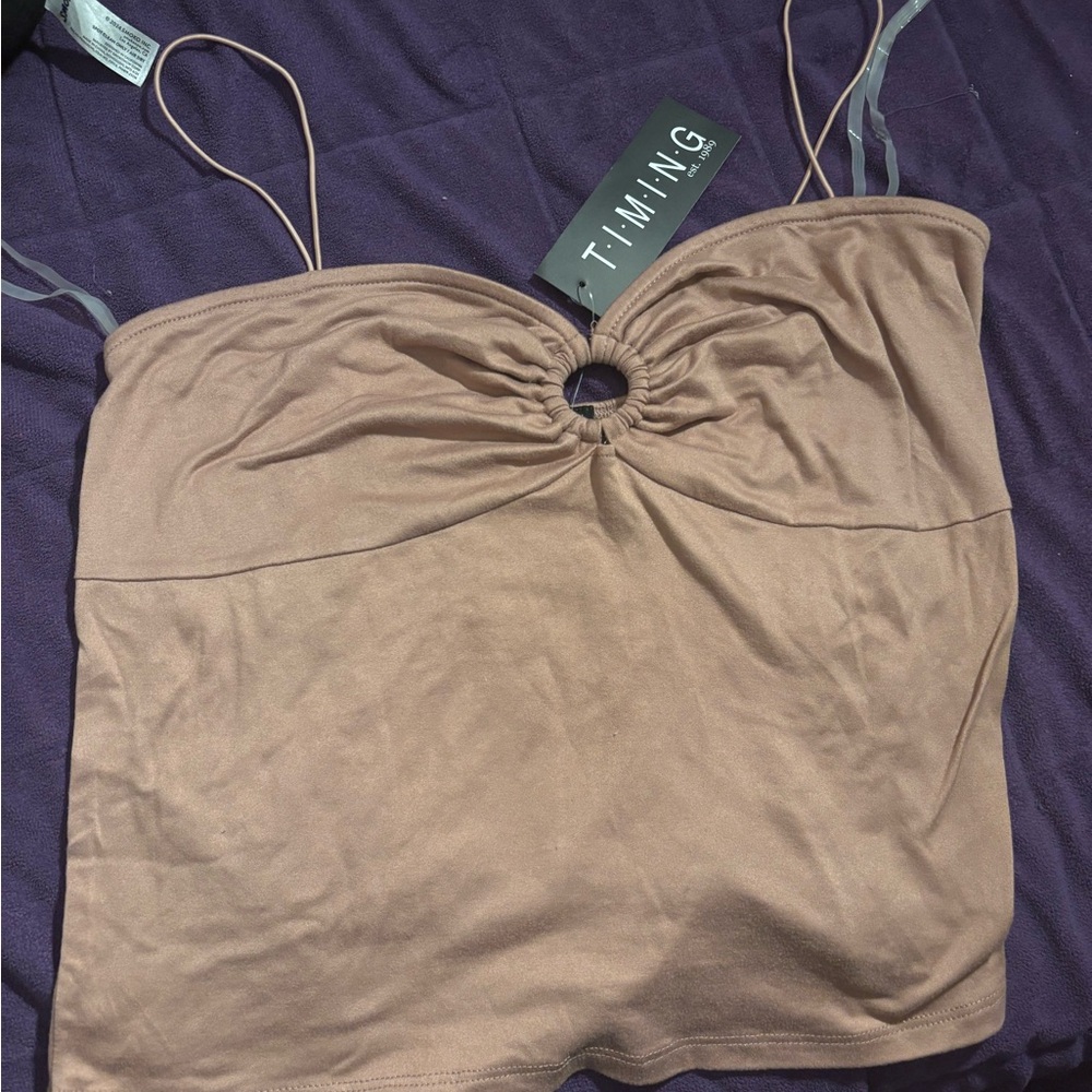 Mauve pink. Crop top. Thin straps. Large.